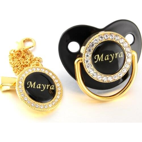 Customized Name Bling Pacifier and Chain Luxury Baby Dummy Clip BPA Free Bebe Chupeta Lollipop Drop Shipping