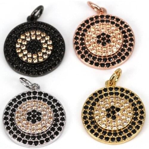 Popular Fashion Evil eye charm for Unisex bracelet Micro Pave charm Black Champagne Cubic Zircon charms