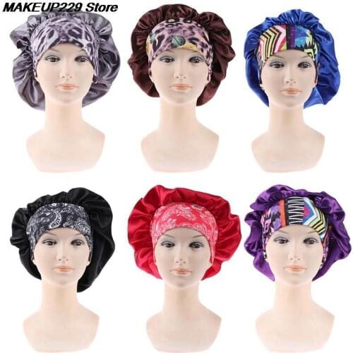 6 Colors Extra Large Satin Sleep Cap High Quality Waterproof Shower Cap Protect Hair Women Hair Treatment Hat