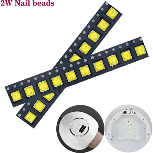 20ps a lot UV Bead 2W Nail LampLED 9.8V-10.3V SMD5054 5051 5050 UV LED Lamp 365+395NM LED Diodes For Nail SUN Machine For DIY