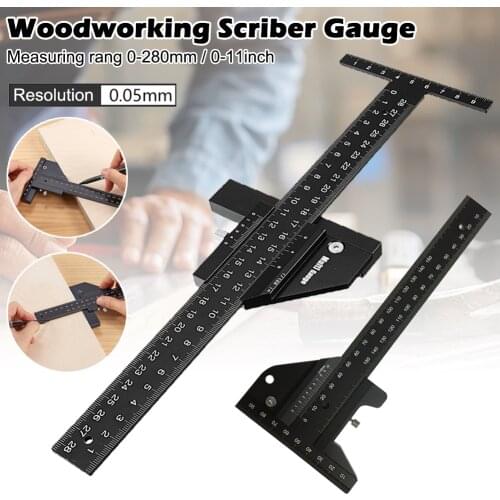 T Shape Scale Ruler Scriber Gauge Drawing Sliding Marking Tool for Woodworking Measurement Height Limit Gauge Tools