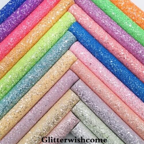 Glitterwishcome 21X29CM A4 Size Vinyl For Bows Crystal Chunky Glitter Leather fabric Vinyl for Bows, GM4038A