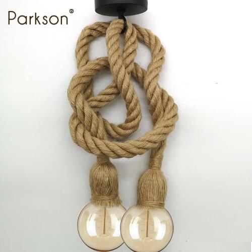 E27 Vintage Retro Pendant Lights Single Double Head Hemp Rope Lamp Industrial Hanging American Loft Living Room Decoration