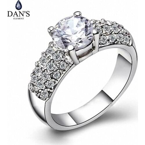 Dans Element Genuine Austria Crystal Rings for Women healthful Anti Allergies #RA12841White