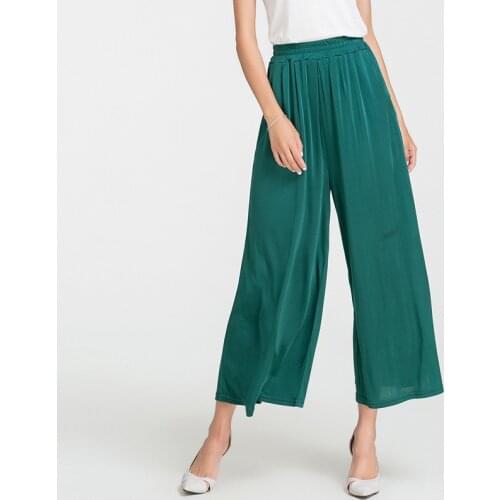 Womens 50% Silk 50% Viscose Knit Wide Leg Stretchy Loose Type Pants Trousers XL 2XL SG366