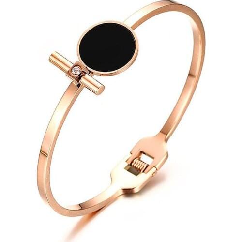 2021 Fashion Jewelry Rose Gold Stainless Steel Material Epoxy Open Light Luxury And Temperament Bracelet Suitable For Women