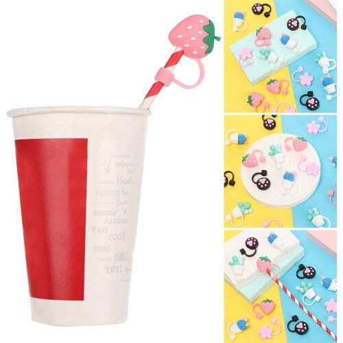 1PC Creative Silicone Straw Plug Drinking Dust Cap Cartoon Plugs Tips Cover Kitchen Glass Cup Drinkware Accessories Reusable