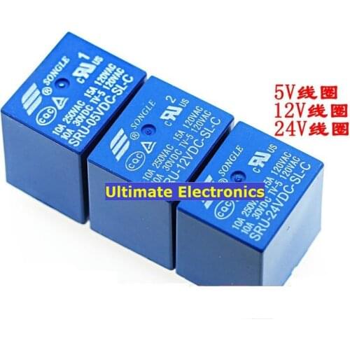 10pcs SRU-05VDC-SL-C SRU-12VDC-SL-C SRU-24VDC-SL-C 5V 12V 24V 10A 5feet
