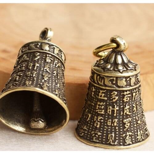 100% Brass Handicraft die-casting Scripture Car Button Wind Bell Tibetan Bronze Creative Gift home Decoration Pendant