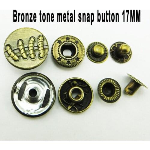Garment fit 50PCS 17MM LINE Fashion metal bronze tone brand snap buttons sewing clothes accessory round button SMB-018