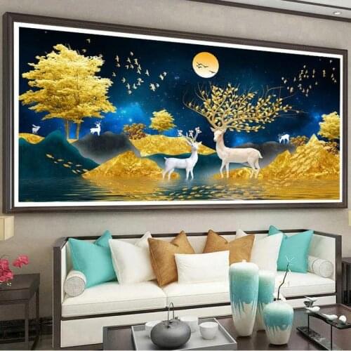 Elk Diamond Painting Full Of Diamond Cross Stitch Diamond New Living Room Simple Modern Point Diamond Sticker Diamond Embroidery