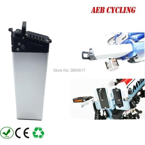 Free shipping Lithium ion battery 36V 10Ah inner tube battery silver case battery for city bike foldable ebike with charger