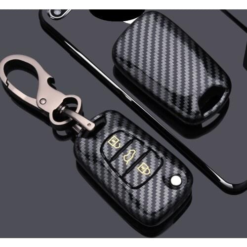 Glossy Carbon fiber ABS Car Key Cover case For Hyundai i20 i30 i35 iX20 iX35 Solaris Verna For Kia RIO K2 K5 Sportage Sorento