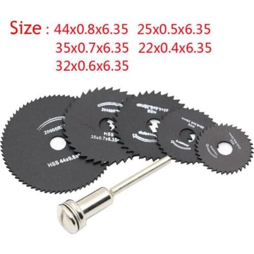 6Pcs/Set Mini HSS Circular Saw Blade Rotary Tool For Dremel Metal Cutter Power Tool Set Wood Cutting Discs Drill Mandrel Cut Off