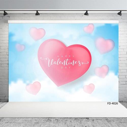 Red Hearts Clouds Bokeh Photographic Backdrop Customized Backgrounds for Lovers Valentines Day Wedding Photoshoot Photo Studio