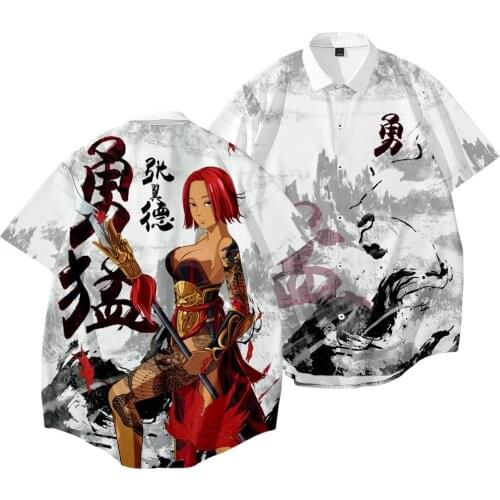 Summer Short Sleeve Turn Down Collar Button Blouse Men Loose Hawaiian Casual White Print Shirt Beach Streetwear Clothing