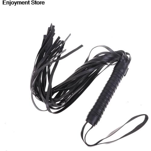 High Quality PU Leather Pimp Whip Racing Riding Crop Party Flogger Hand Cuffs Queen Black Horse Riding Whip