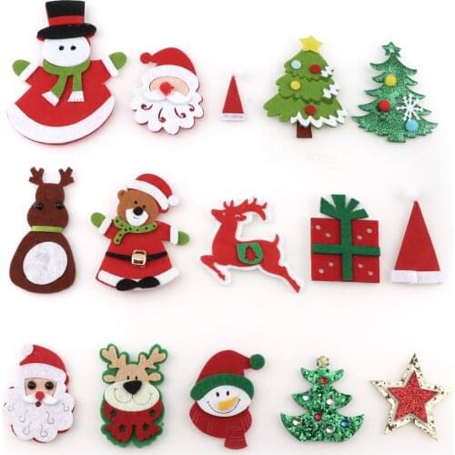 Fashion Christmas Snowflake Tree Hat Gift Star Patchse Diy Craft Accessory Handmade Applique Patch For Clothes Hat Felt Applique