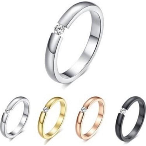 Fashion Exquisite thin wedding rings for women Stainless Steel Silver Gold Color Finger ring size 5 Girl Gift dropshipping