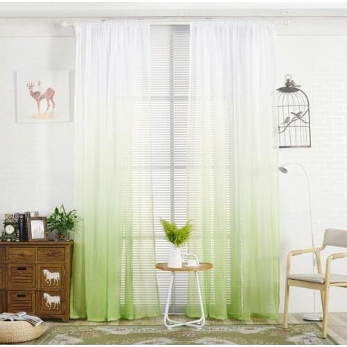 Fashion Gradient Color Tulle Curtains for Kitchen Living Room Window Decorations Curtain Bedroom Divider Sheer Voile#249885