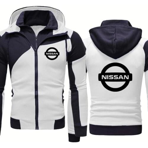 High Quality Fashion Mens jackets NISSAN Car Logo Spring Autumn Stitching Casual Mens Fake Two Cotton Mens zip Sweatshirt