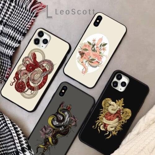 Flower dragon snake Phone Case for iPhone 11 12 pro XS MAX 8 7 6 6S Plus X 5S SE 2020 XR Soft silicone