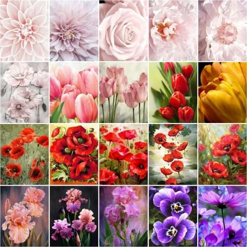 HUACAN Paint By Numbers Peony Flower Wall Art Unique Gift On Canvas Hand Painted Picture By Numbers Rose For Living Room