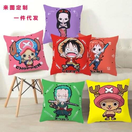 NEW 45CM No pillow core Anime One Piece Roronoa Zoro Tony Chopper Nami Printed Pillows Cover Pillow case toys Gift Pillowcase