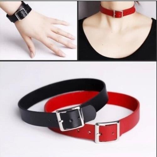 COLEMJE Harajuku Punk Rock Leather Collar Choker Necklace Strap Female Chokers Necklaces Sexy Belt Buckle Adjustable