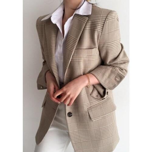 JA0011 French Style Plaid Temperament Blazers For Women Casual Stylish New Notched Single-breasted Suit Jacket menteaux femme