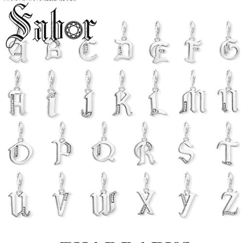 Silver plated Lucky Letters ABC Word Pendant Charm Fashion Jewelry Gift For Women Men Fit Bracelet Necklace Jewelry thomas