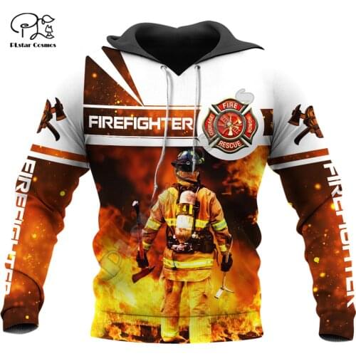 PLstar Cosmos Amazing Cool Firefighter Fireman 3D Print Hoodies Sweatshirts Zip Hooded For Men And Women Casual Streetwear Q40