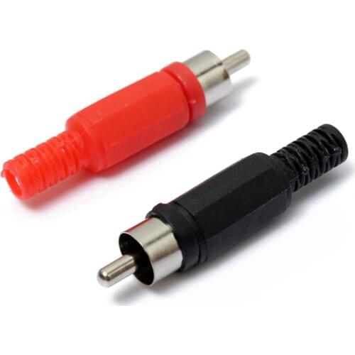 Solder RCA Jack Audio Video Connectors Plastic Handle Male Balck+Red Industrial Tools