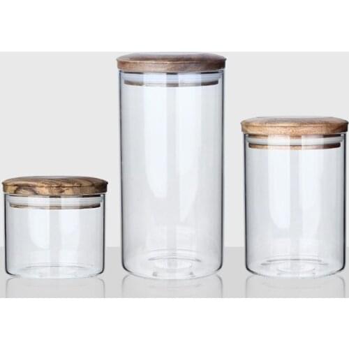 Simple Glass Storage Bottle for Whole Grains Transparent Storage Jar with Lid European Style Kitchen Tea Coffee Bean Sealed Jar