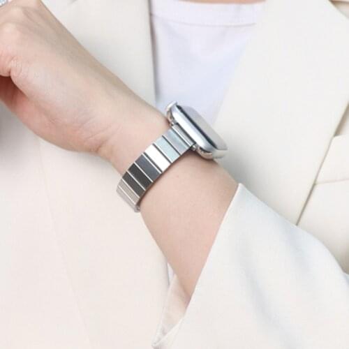 Stainless Steel Band for Apple Watch 40mm 44mm 42mm 38mm Slim Metal Chain Link Strap for iWatch 6 SE 5 4 3 Women Bracelet Correa