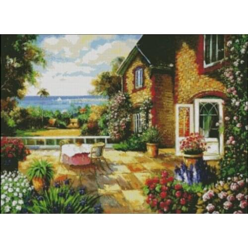 Needlework,Garden table Scenic for embroidery,14ct Unprinted DIY Cross stitch kits,Art Pattern counted Cross-Stitching decor
