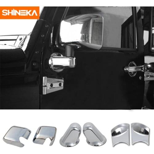 SHINEKA Auto ABS Exterior Side Rear View Rearview Mirrors Cover Trim For Jeep Wrangler JK 2007-2016 Car Accessories