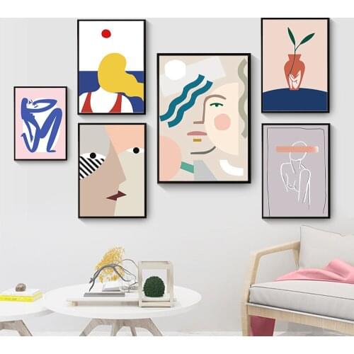 Nordic Poster Moranti Color Abstract Character Line Drawing Print Geometry Vase Canvas Painting For Nursery Room Wall Art Decor