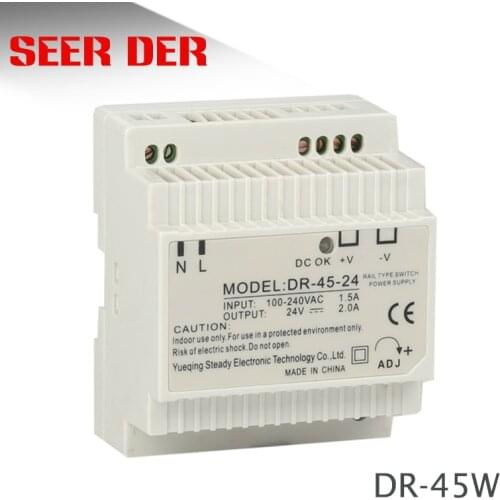 SMPS PSU 45w ac dc switching power supply 15 volt 3 amp industrial din rail power supply 45w 15v led light driver DR-45-15