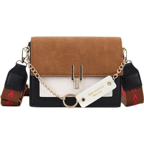 New Scrub Leather Contrast Color Crossbody Bags For Women 2021 Chain Messenger Shoulder Bag Ladies Purses and Handbags Sling Bag