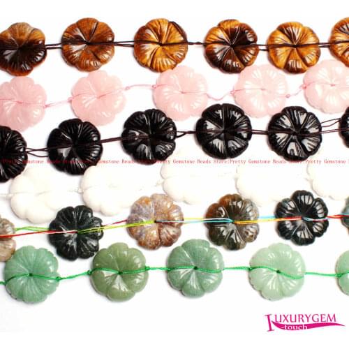 High Quality 30mm Natural 6 Type Material Flower Shape Gems Loose Beads Strand 10Pcs DIY Creative Jewellery Making wj343
