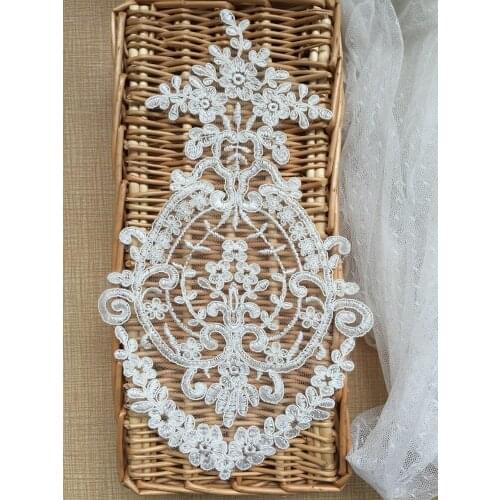 Wholesela Applique Medallions Piece Ivory Lace Embroidery Applique Lace DIY Bridal Dress Or Veil Lace