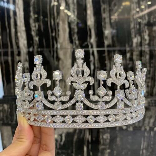High quality crown jewelry for hair 925 sterling silver with cubic zircon vintage fine women jewelry free shipping Europe style