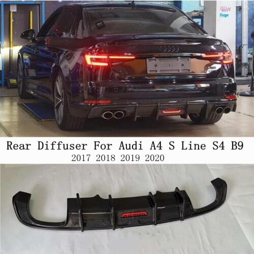 High Quality Carbon Fiber Rear Diffuser Lip Spoiler For Audi A4 S4 B9 2017 2018 2019 Bumper Car Accessories New Lamp