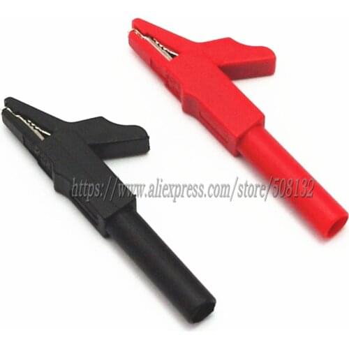 56mm Crocodile Alligator Clips Clamp Test Probe for Shrouded 4mm Banana Plugs Red+Black For Multimeter Meter Test Leads