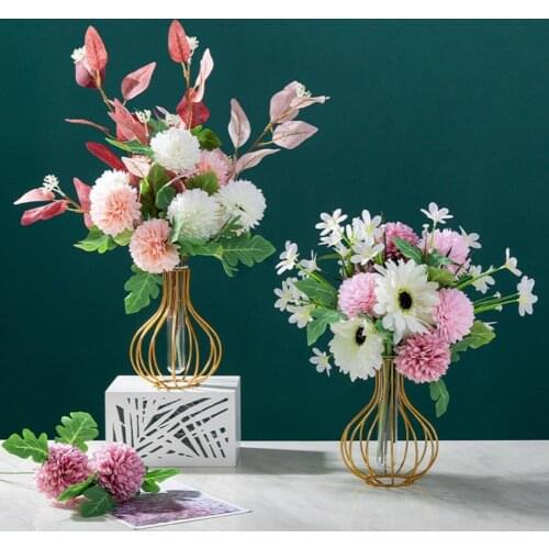 Retro Iron Line Table Flowers Vases Nordic Decoration Home Metal Plant Holder Nordic Styles Flower Vase Home Decor 2 Shapes