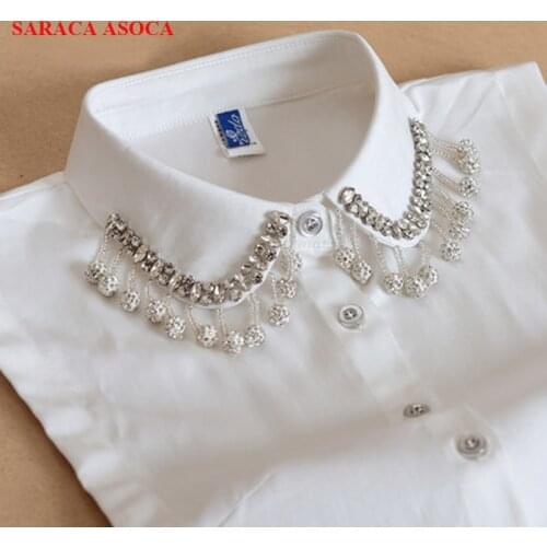 Ladies Detachable Fake Collars Womens Adjustable Bust Handmade Diamonds Black Fake Shirt Collar A292