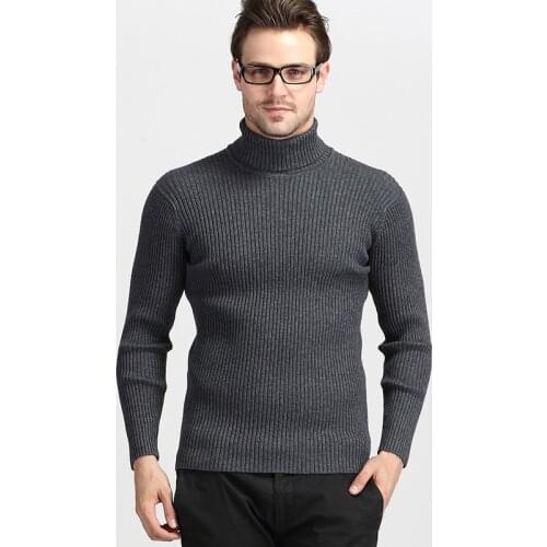 Winter Mens Thick High collar Sweater mens Casual Turtleneck Warm Cashmere Sweater Solid color Slim Fit Wool Knitwear Pullover
