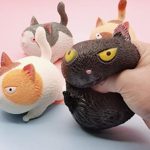 1Unit Squeeze Screaming Angry Cat Toy Soft Rubber Anti-Anxiety Toy Hollow Cat Pressure Reducing Novelty Toy