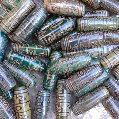 1pc 30mm Grey Green Stone Lotus Flower Natural Tibetan Dzi Agates Beads Buddha Jewelry Reiki Healing Agat Beads for Women Male